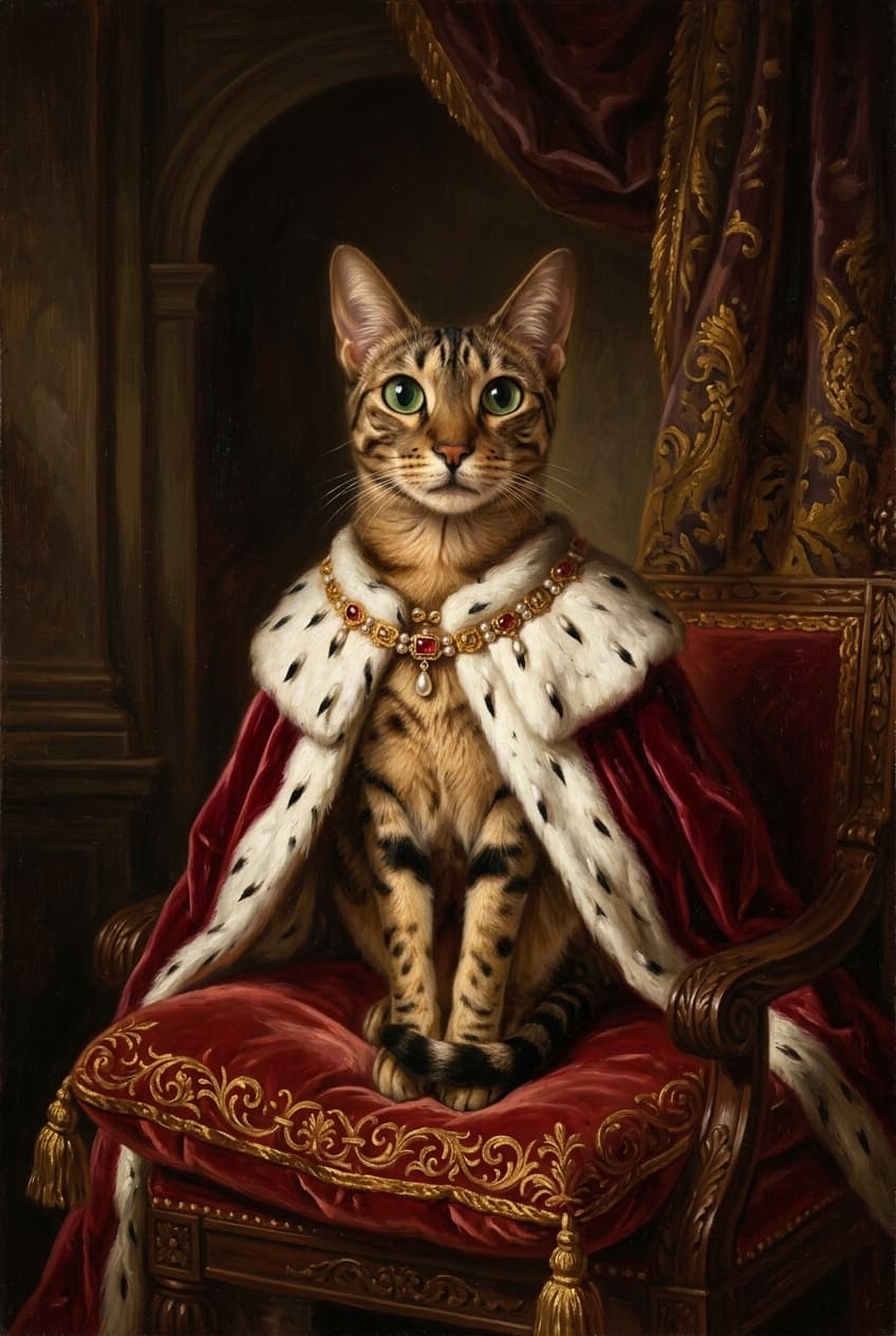 Egyptian Mau Renaissance Portrait Framed Art Print (A4 Gold) 4