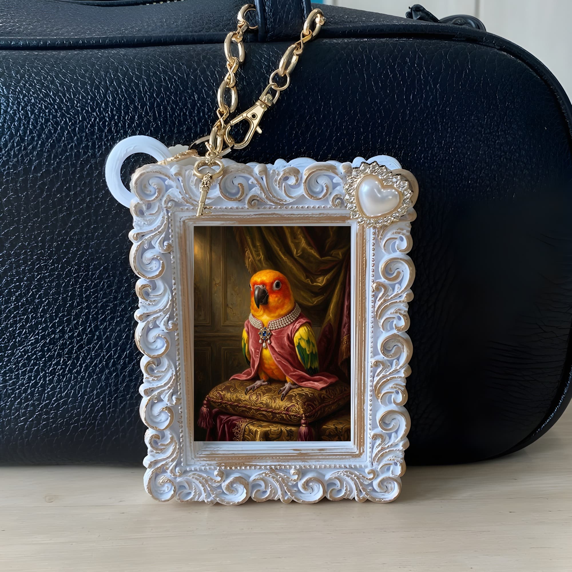 Sun Conure Renaissance Portrait Bag Charm (White) 6