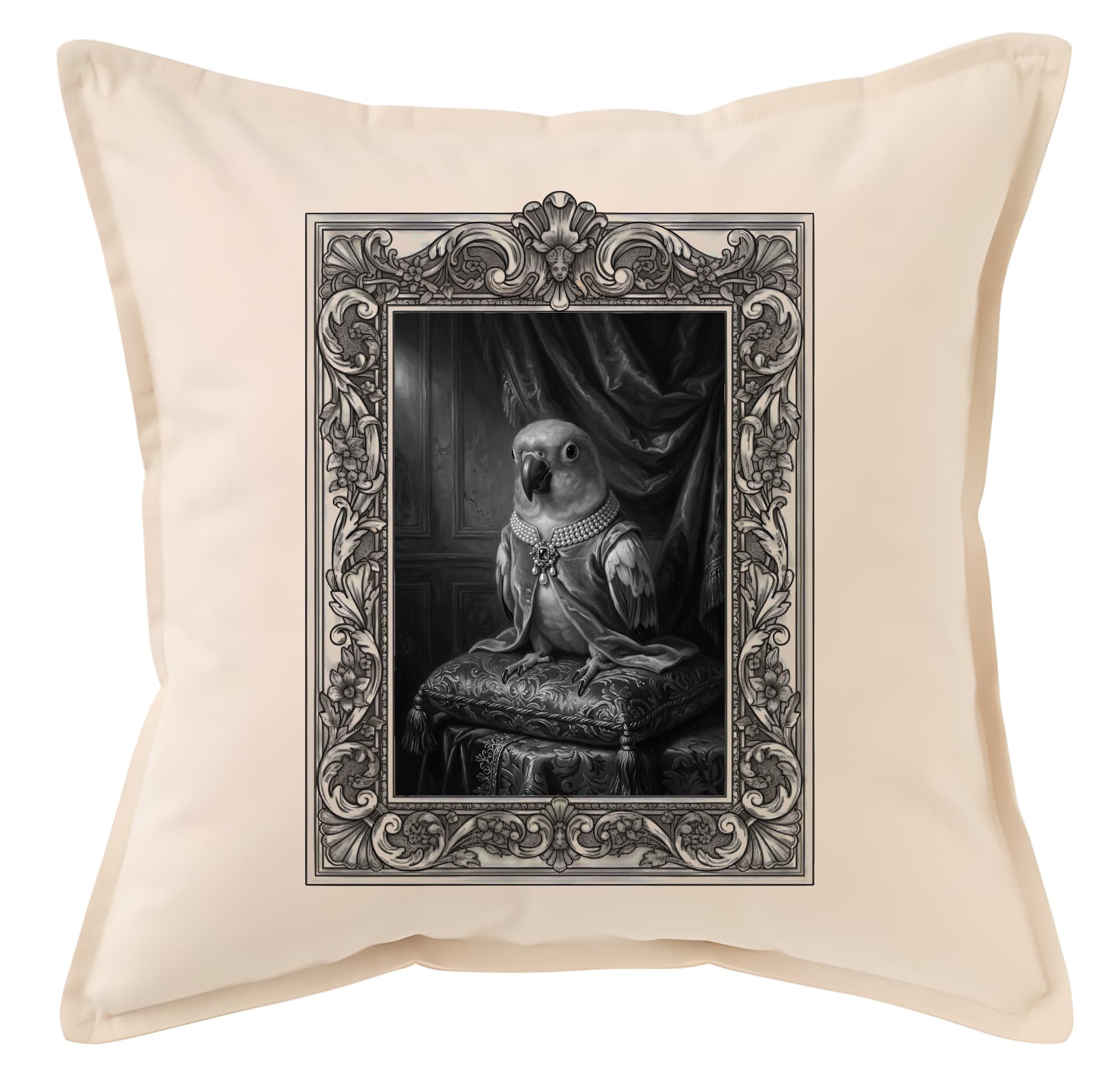 Sun Conure Renaissance Portrait Throw Cushion (Framed Design)