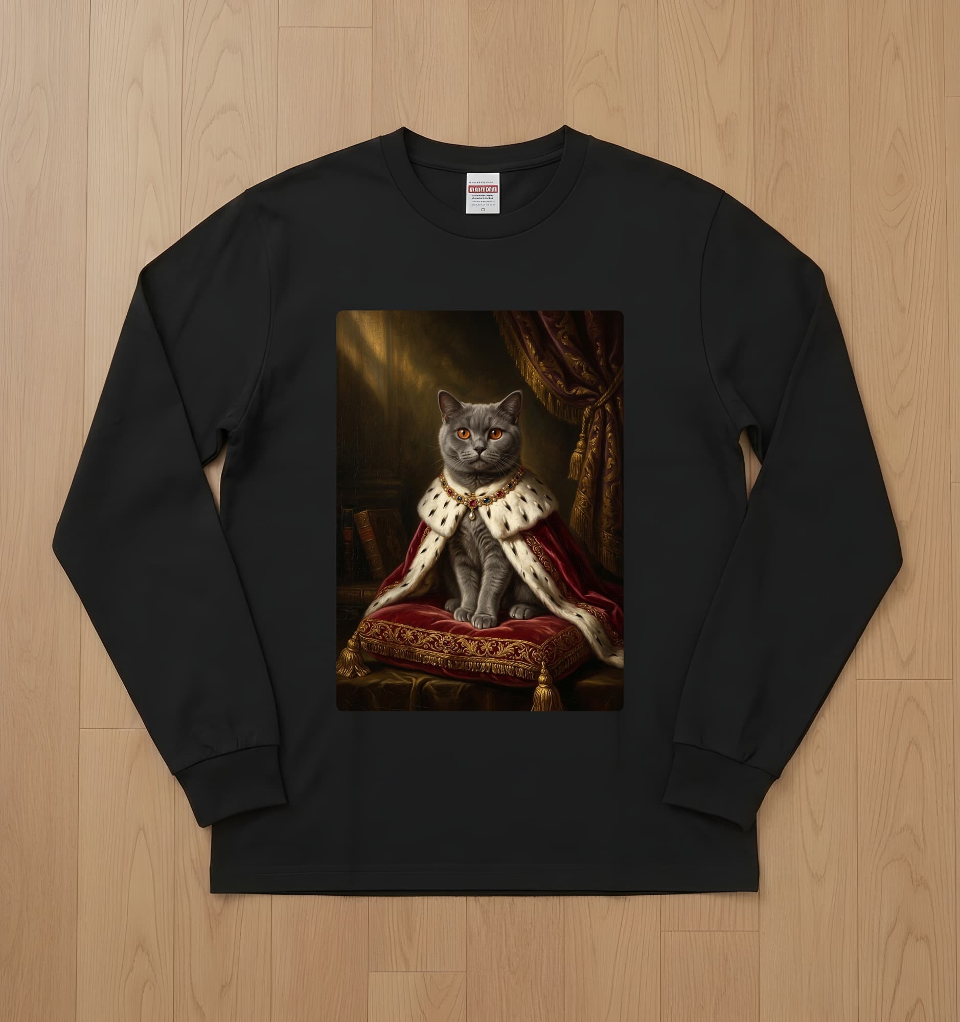 British Shorthair Renaissance Portrait Long Sleeve T-Shirt (Black)