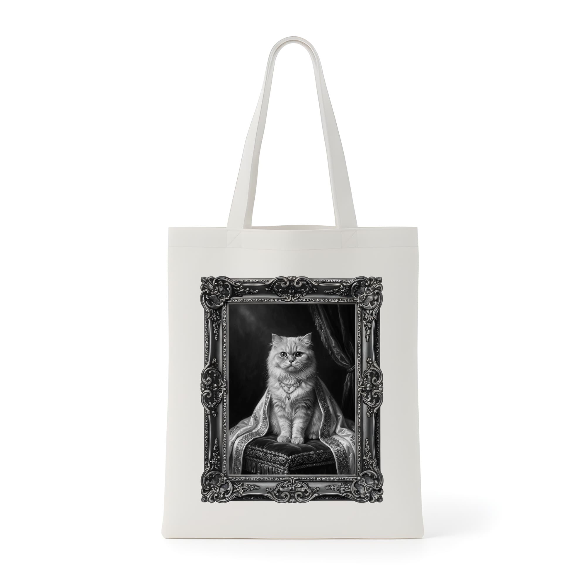Persian Renaissance Portrait Tote Bag (Monochrome Print, Framed Design)