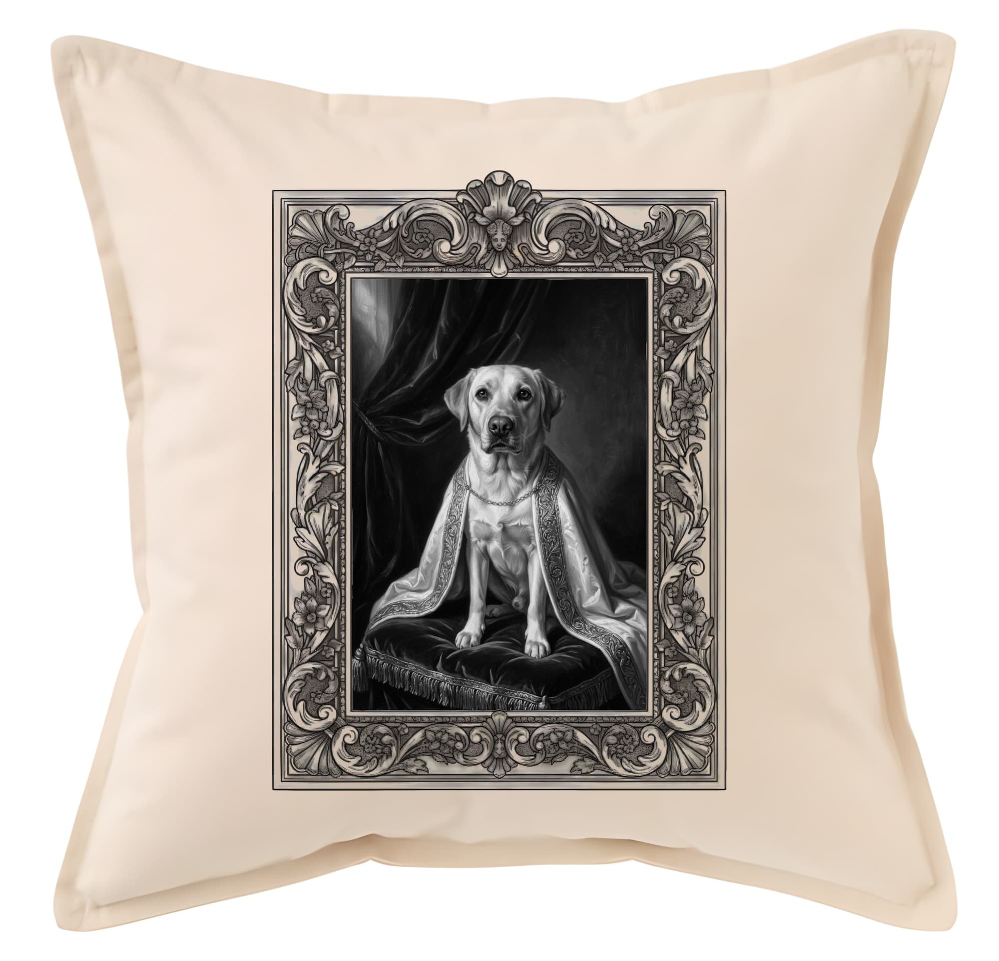 Labrador retriever Renaissance Portrait Throw Cushion (Framed Design)