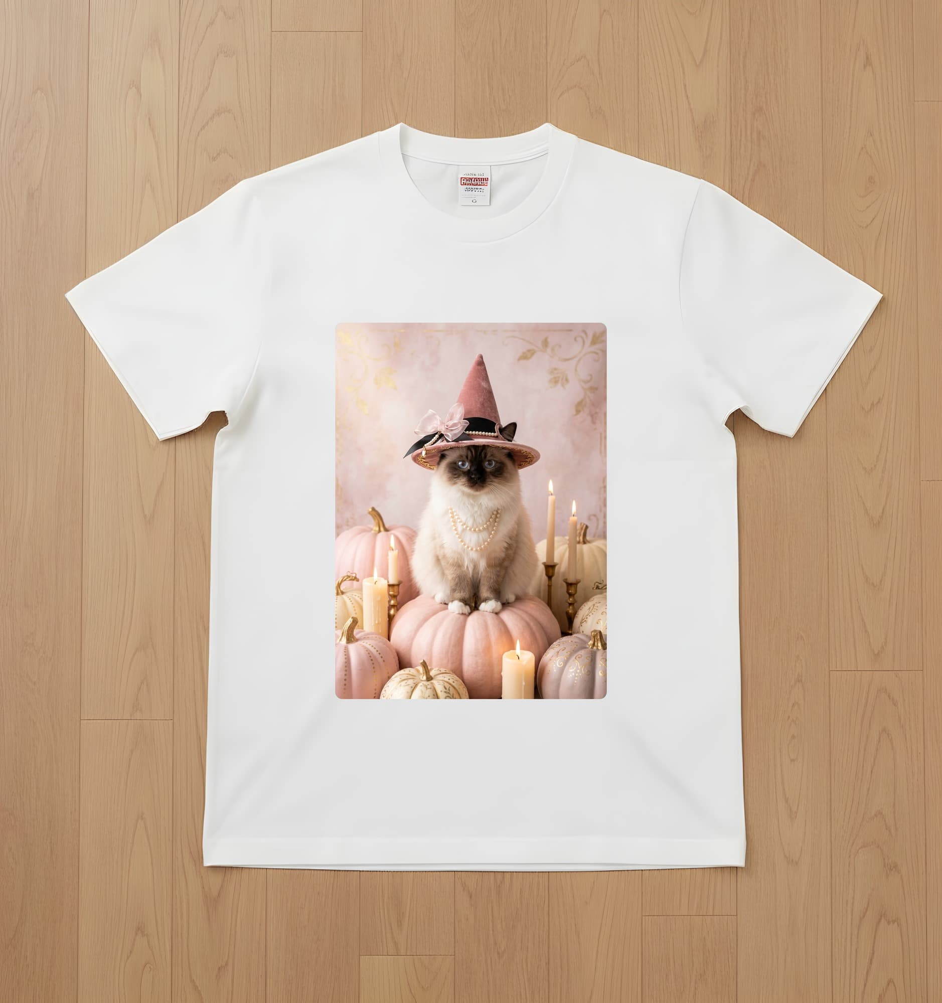 Himalayan Pumpkin & Candlelight Oil-Painting Halloween T-Shirt (White)