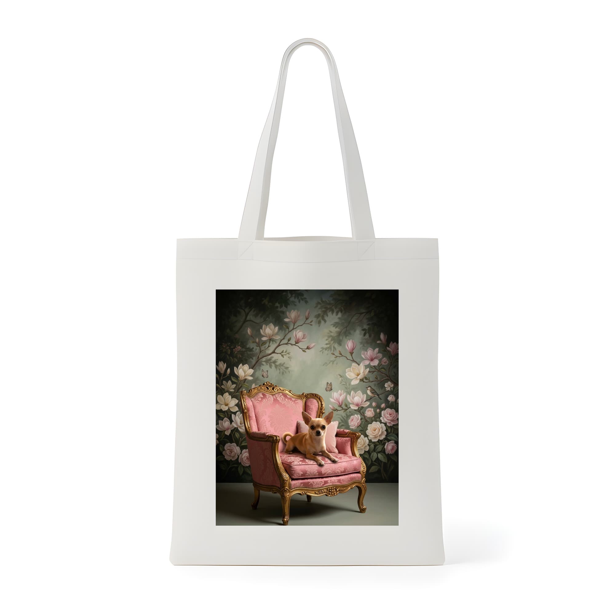 chihuahua Shabby Pink Oil-Painting Rococo Tote Bag