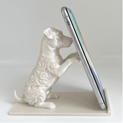 ジャックラッセルテリアのルネサンス肖像画スマホスタンド(シルクホワイト)