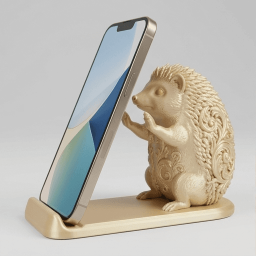 Hedgehog Renaissance Portrait Phone Stand (Silky Gold)