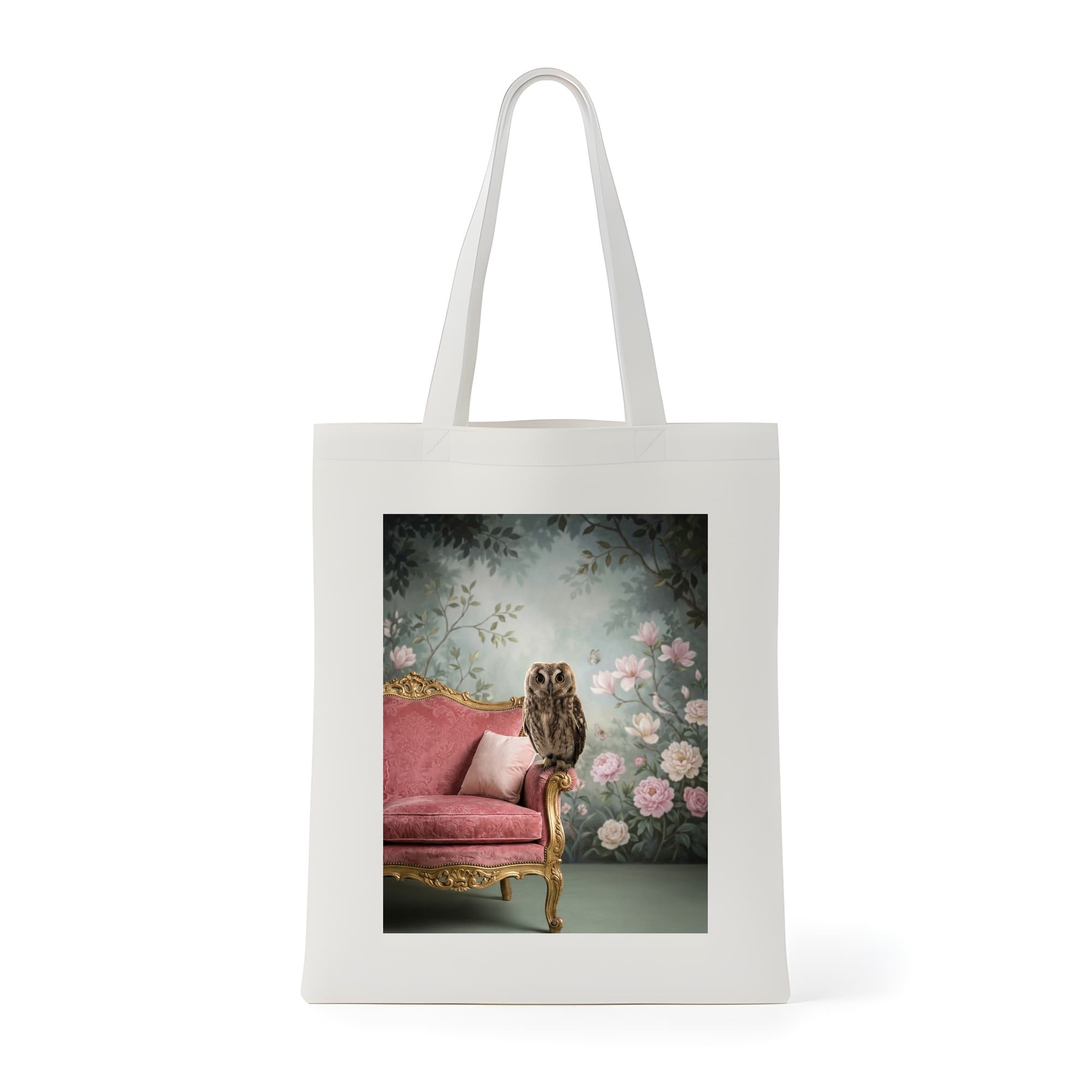 Scops owl Shabby Pink Oil-Painting Rococo Tote Bag