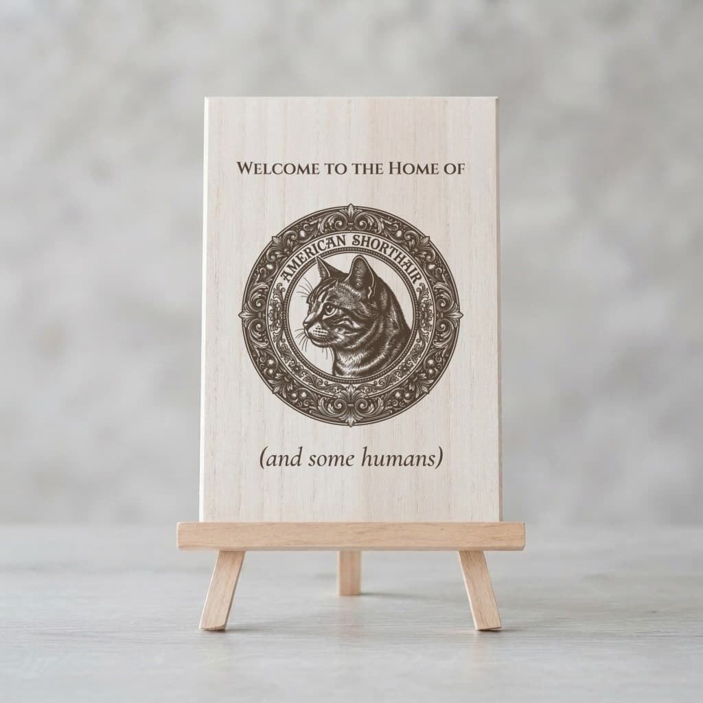 American Shorthair Renaissance Portrait Wooden Welcome Board
