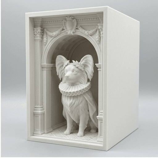 papillon Renaissance Portrait Booknook Diorama 2