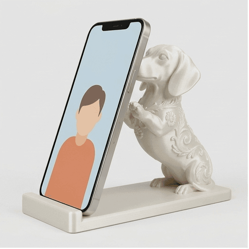 ミニチュアダックスフンドのルネサンス肖像画スマホスタンド(シルクホワイト)