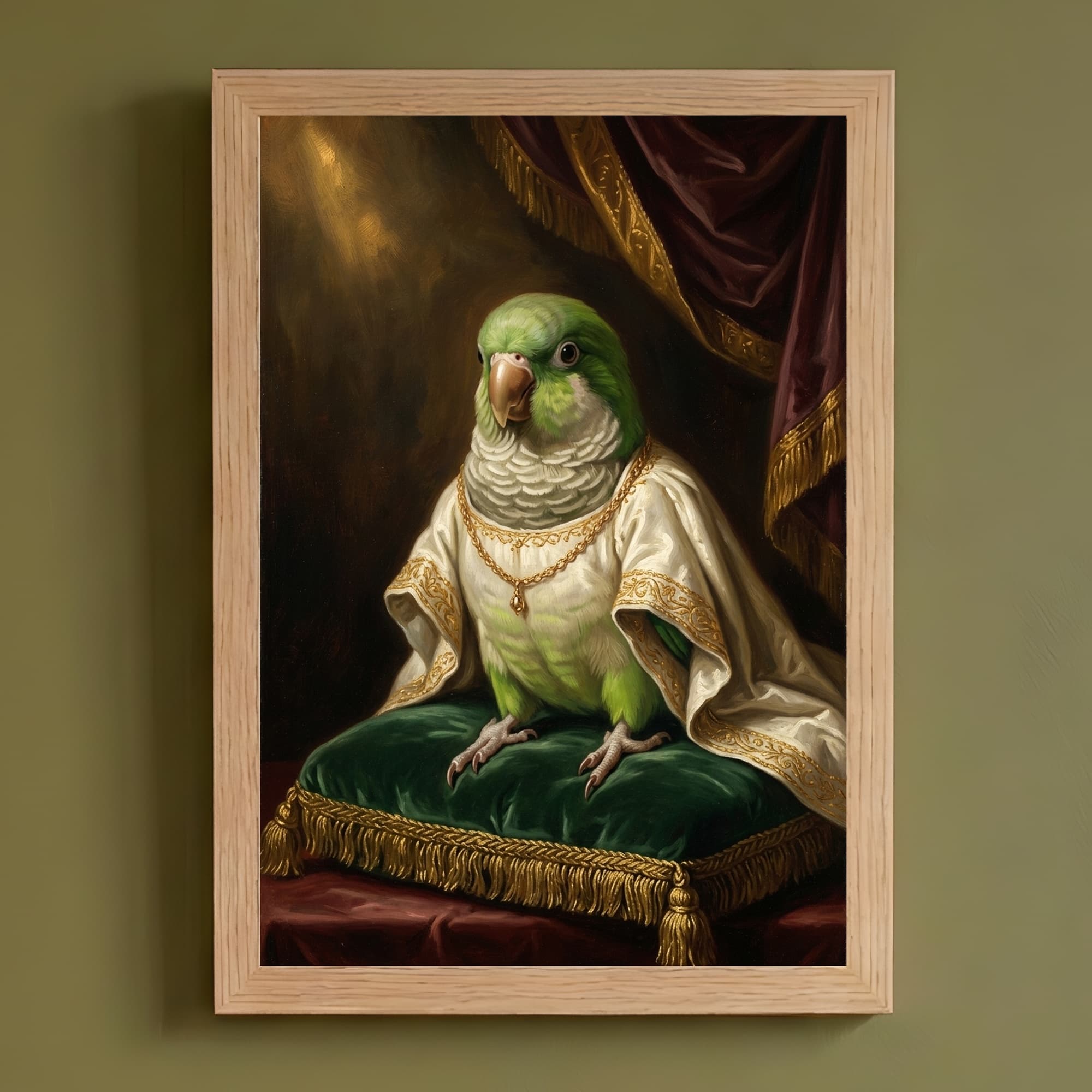 オキナインコのルネサンス肖像画額装プリント(A4サイズ)