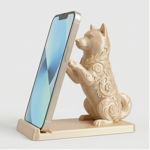 柴犬のルネサンス肖像画スマホスタンド(シルクゴールド)