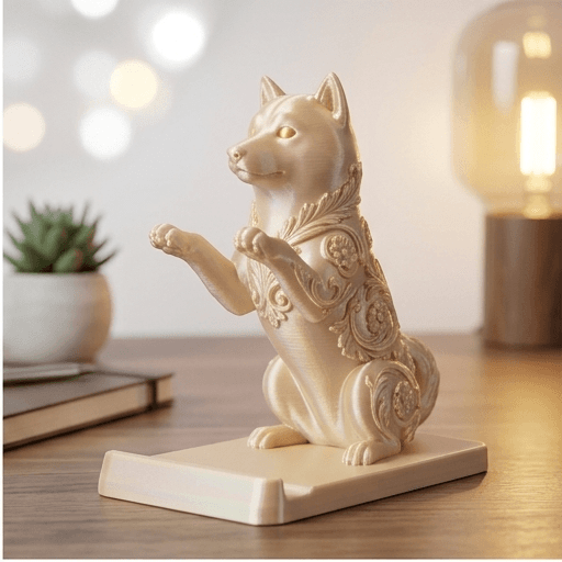 柴犬のルネサンス肖像画スマホスタンド(シルクゴールド) 2