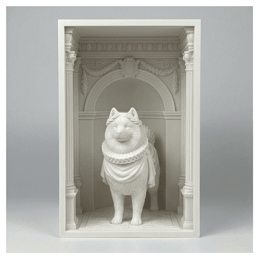 Samoyed Renaissance Portrait Booknook Diorama