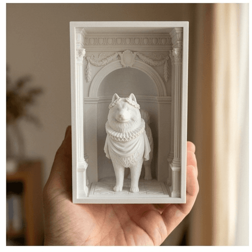 Samoyed Renaissance Portrait Booknook Diorama 3