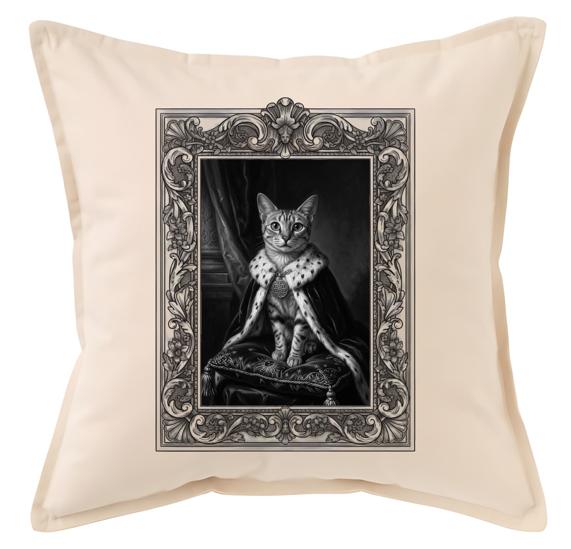Egyptian Mau Renaissance Portrait Throw Cushion (Framed Design)