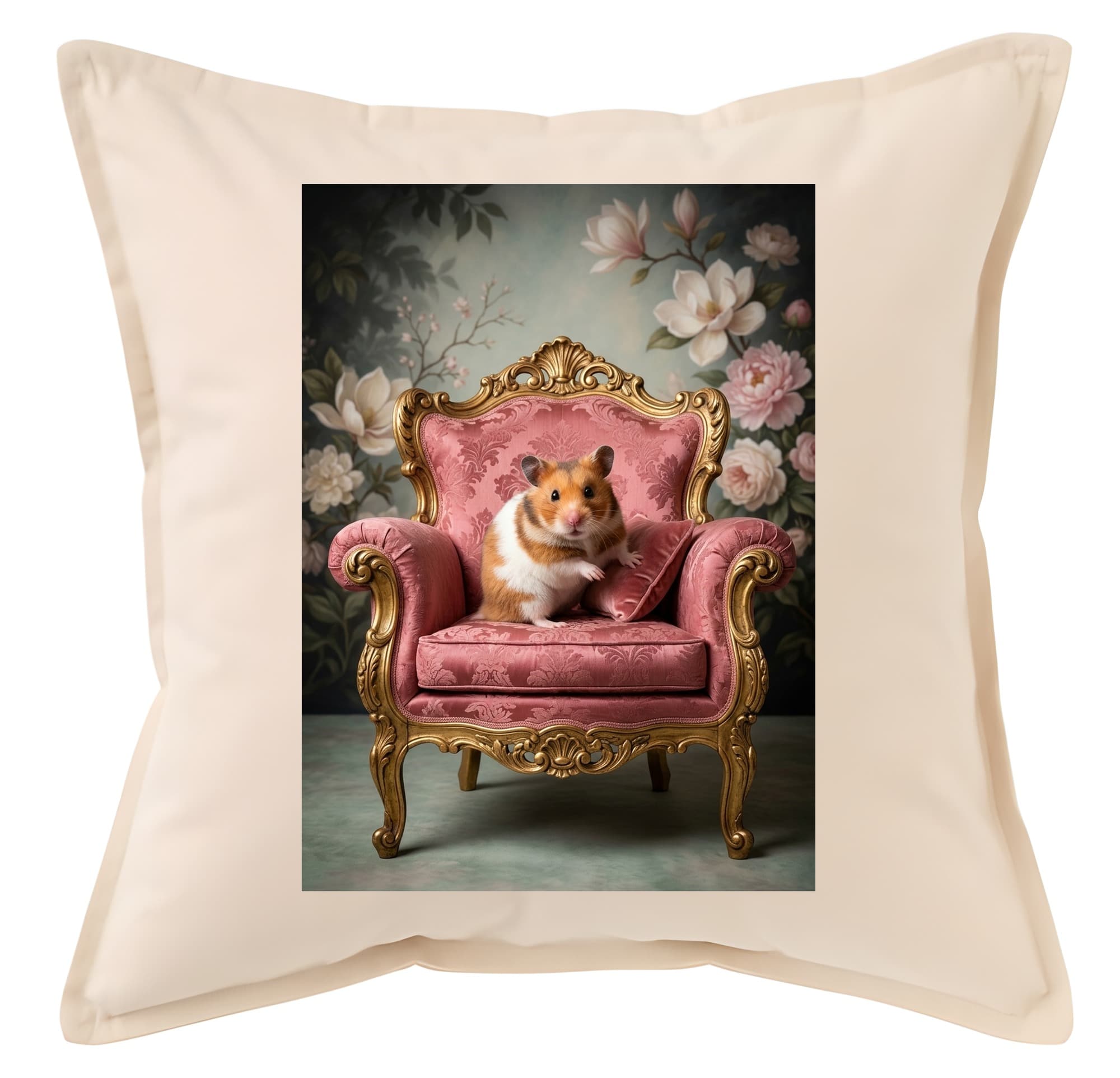 Fancy hamster Shabby Pink Oil-Painting Rococo Cushion