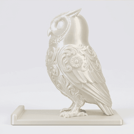 コノハズクのルネサンス肖像画スマホスタンド(シルクホワイト) 4