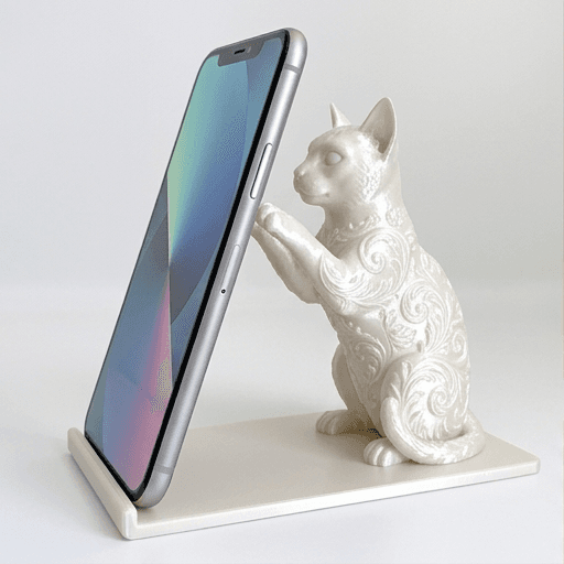 オシキャットのルネサンス肖像画スマホスタンド(シルクホワイト)