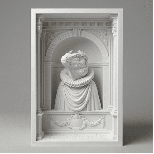 Spiny-tailed Iguana Renaissance Portrait Booknook Diorama