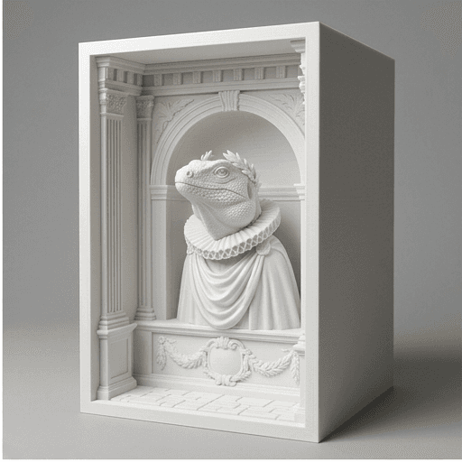 Spiny-tailed Iguana Renaissance Portrait Booknook Diorama 2