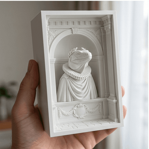 Spiny-tailed Iguana Renaissance Portrait Booknook Diorama 3