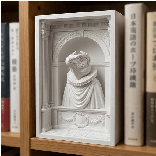 Spiny-tailed Iguana Renaissance Portrait Booknook Diorama 4