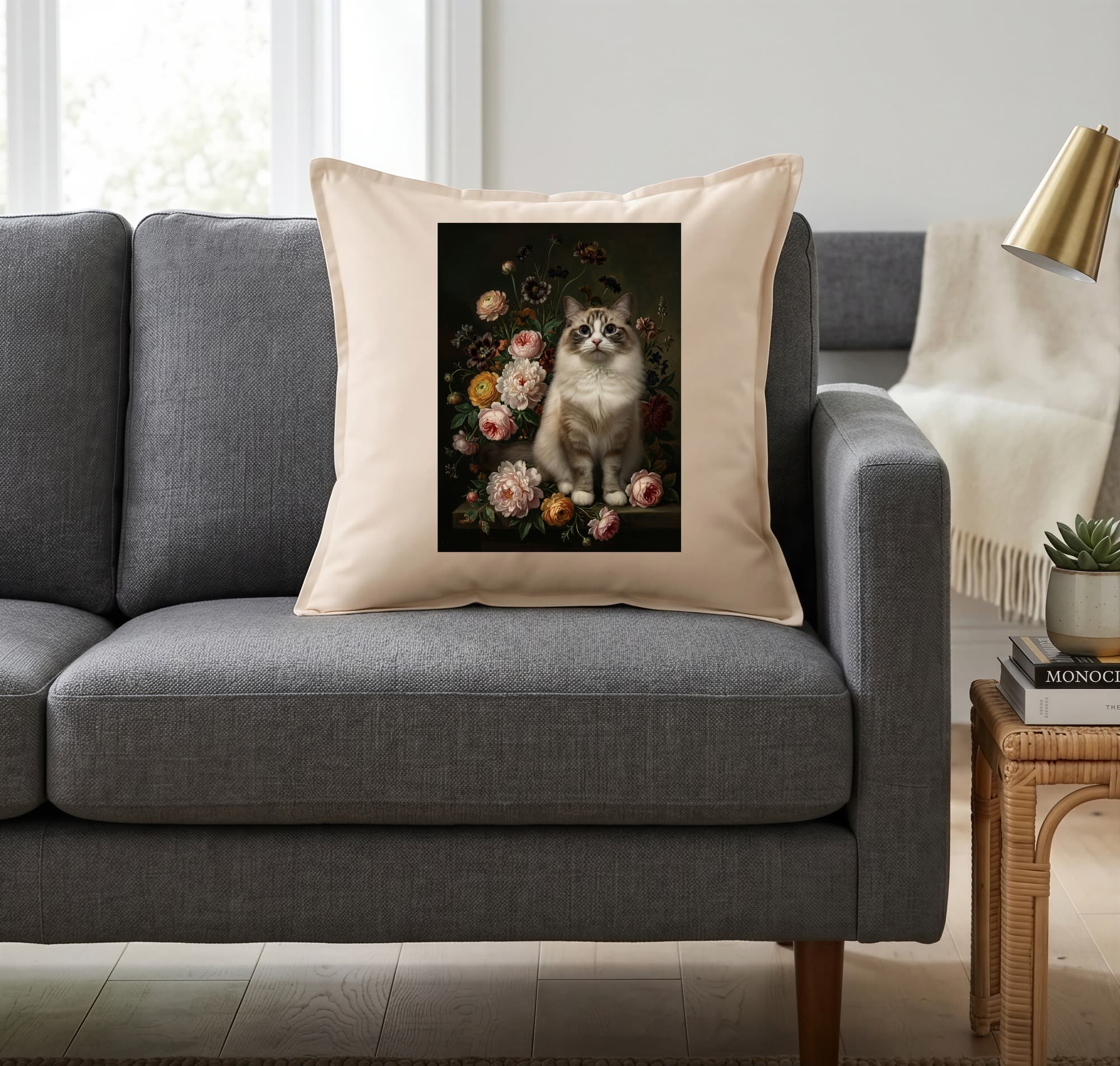 Ragdoll Floral Oil-Painting Floral Cushion 2