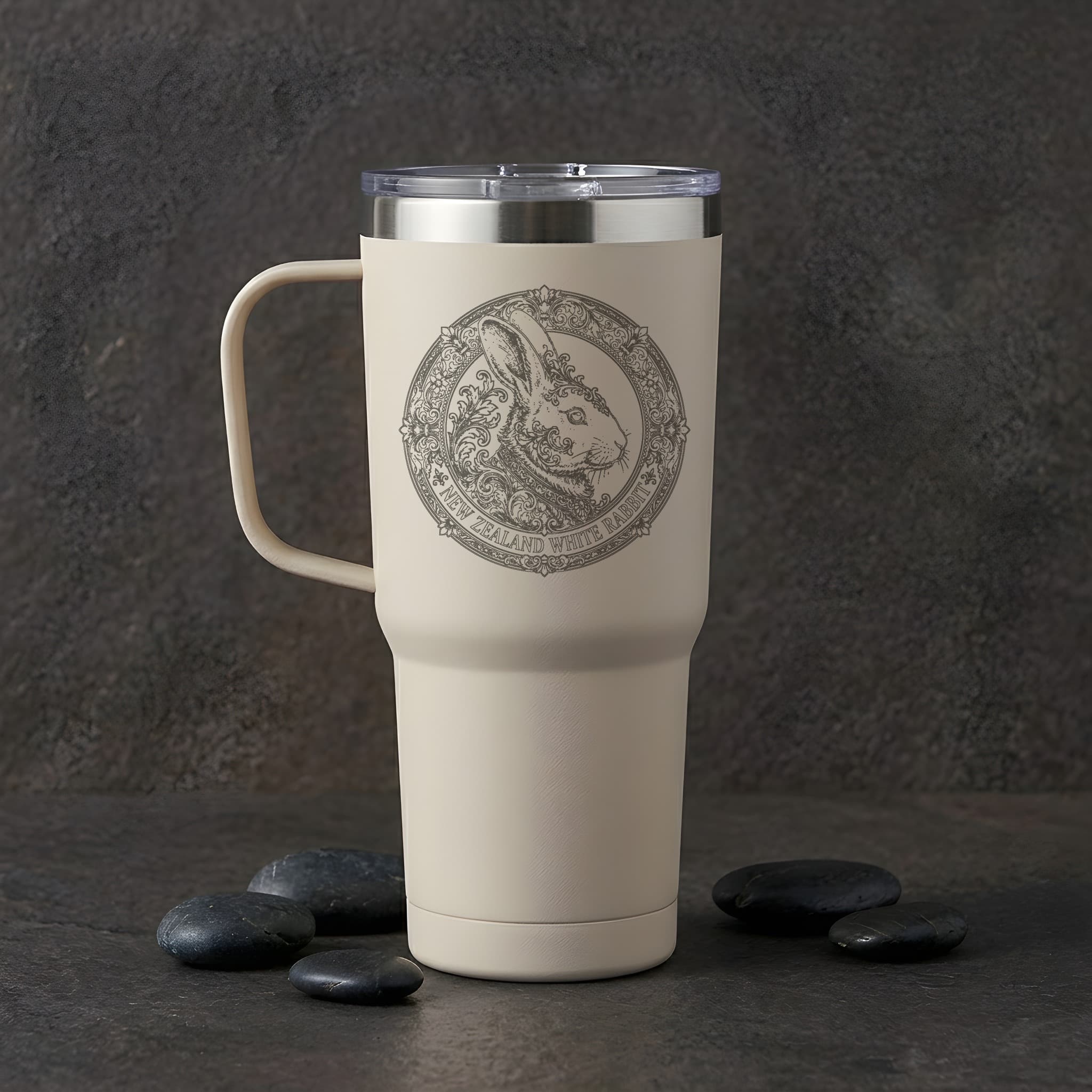 New Zealand White rabbit Renaissance Portrait Tumbler
