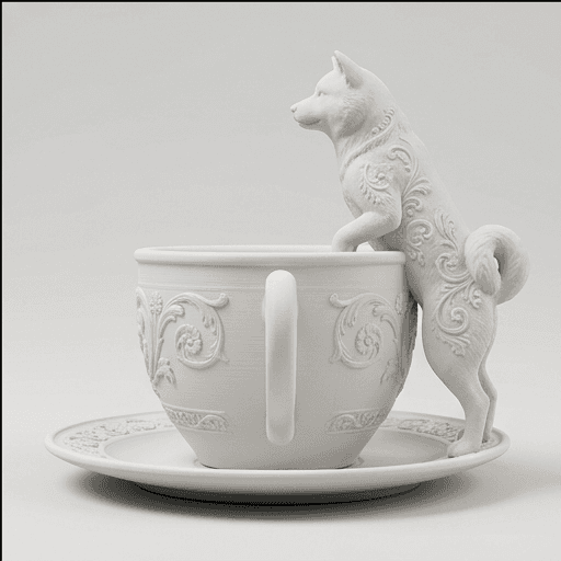 秋田犬のルネサンス肖像画アクセサリートレイ(マットホワイト) 4