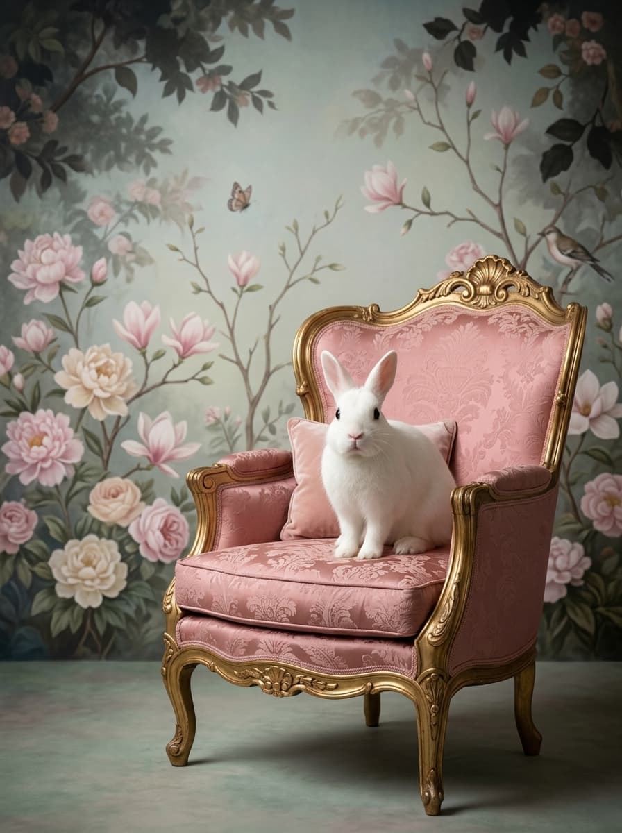 ポーリッシュのシャビーピンクの油絵風アートロココ調額装プリント(A4サイズ) 4
