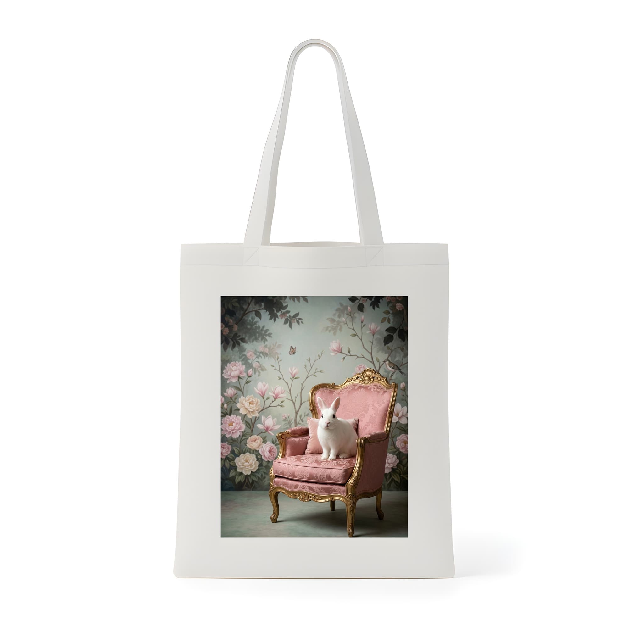 Polish rabbit Shabby Pink Oil-Painting Rococo Tote Bag