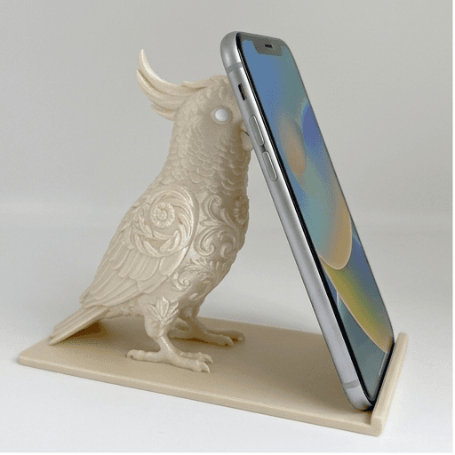 キバタンのルネサンス肖像画スマホスタンド(シルクホワイト)