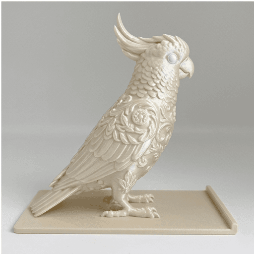 Sulphur-crested Cockatoo Renaissance Portrait Phone Stand (Pearl White) 4
