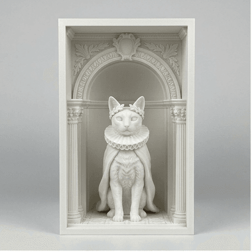 Ocicat Renaissance Portrait Booknook Diorama