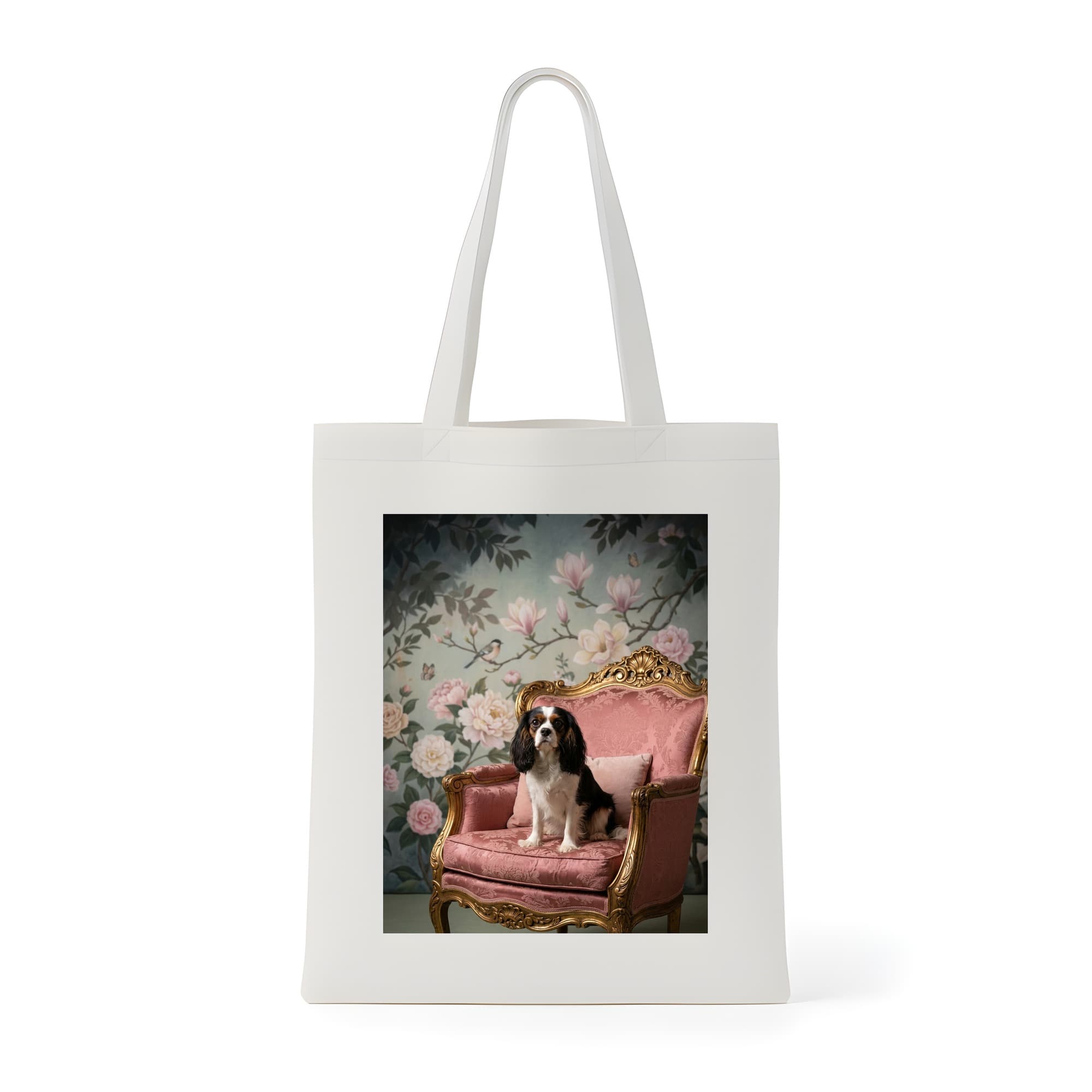 Cavalier King Charles spaniel Shabby Pink Oil-Painting Rococo Tote Bag
