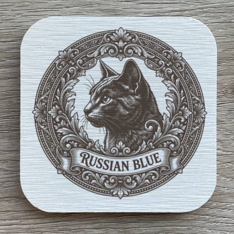 ロシアンブルーのルネサンス肖像画コースターセット