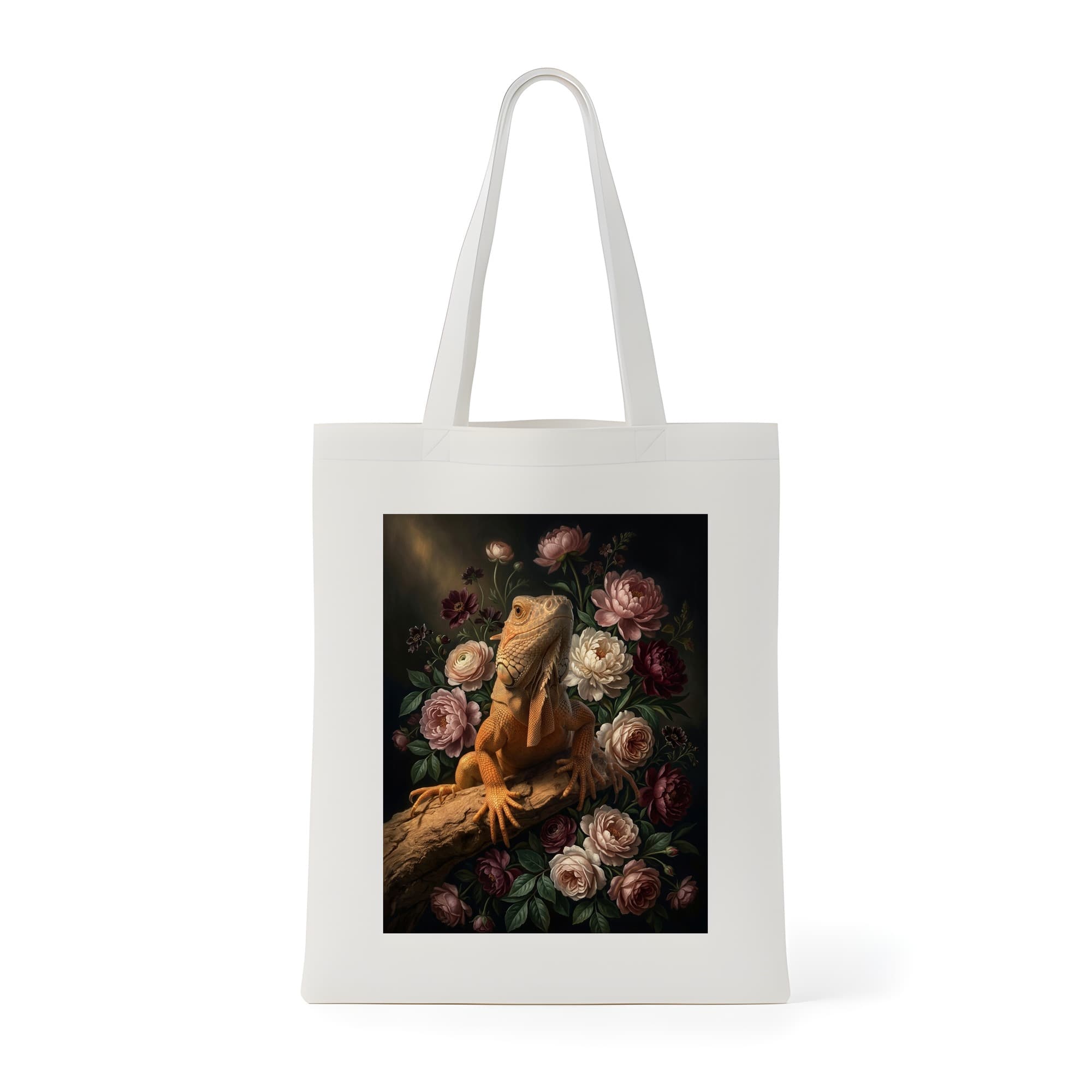Red Iguana Floral Oil-Painting Floral Tote Bag