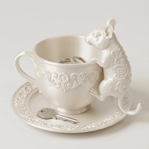 デグーのルネサンス肖像画アクセサリートレイ(シルクホワイト)
