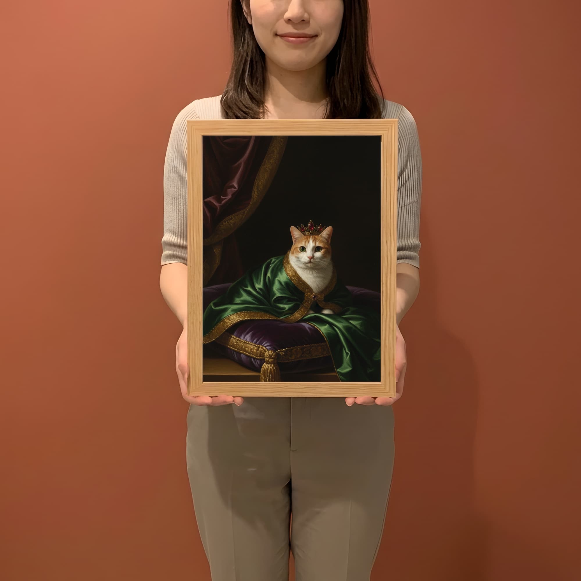 マンチカンのルネサンス肖像画額装プリント(A4サイズ) 2