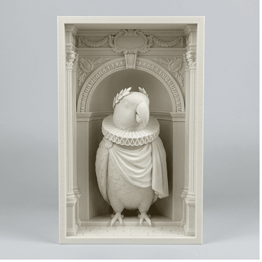Eclectus Parrot Renaissance Portrait Booknook Diorama