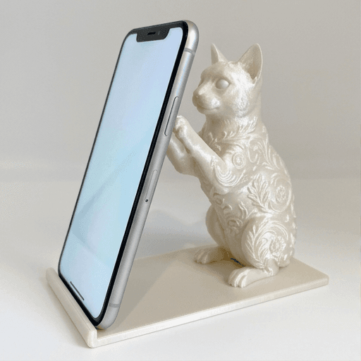 ロシアンブルーのルネサンス肖像画スマホスタンド(シルクホワイト)