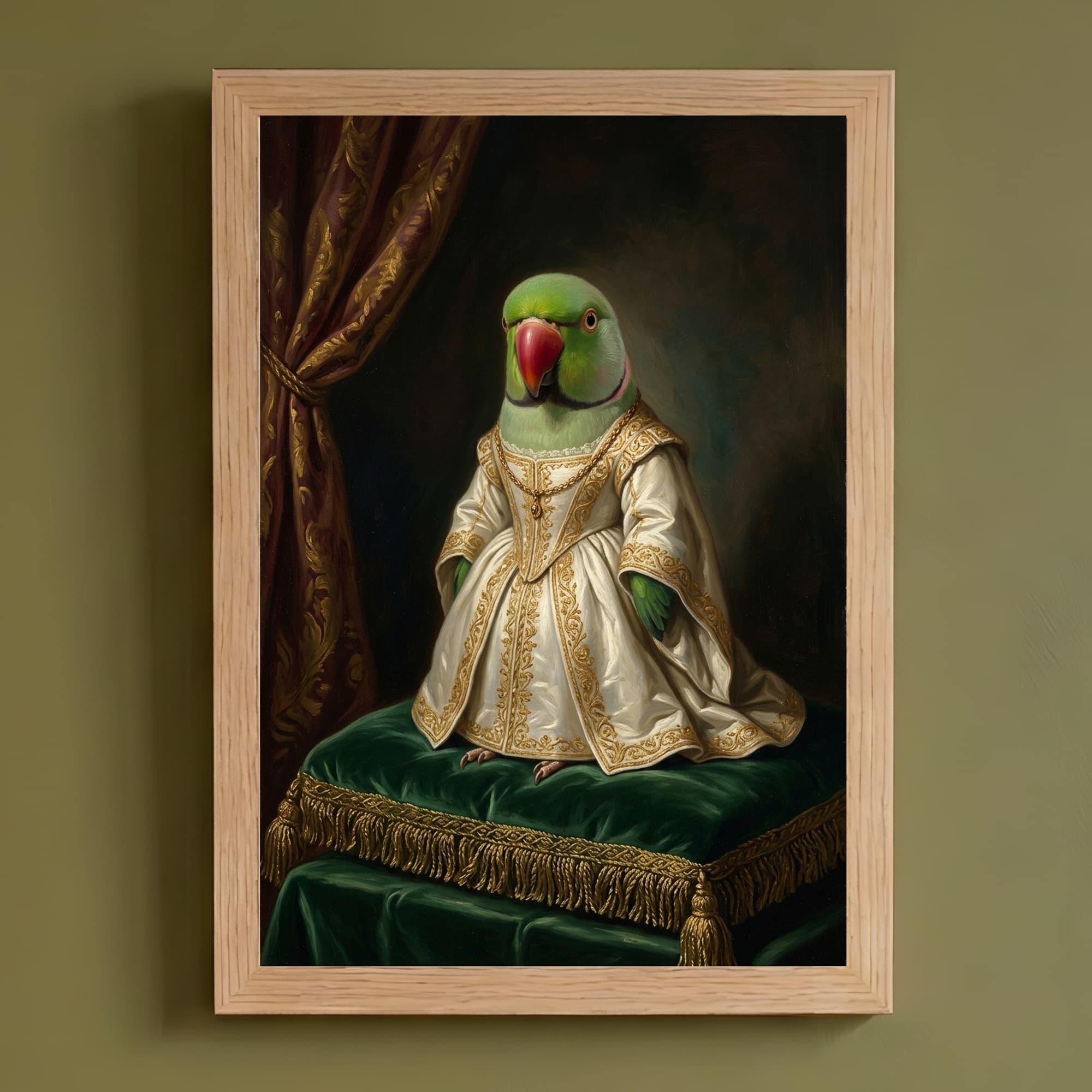インドオオハナインコのルネサンス肖像画額装プリント(A4サイズ)