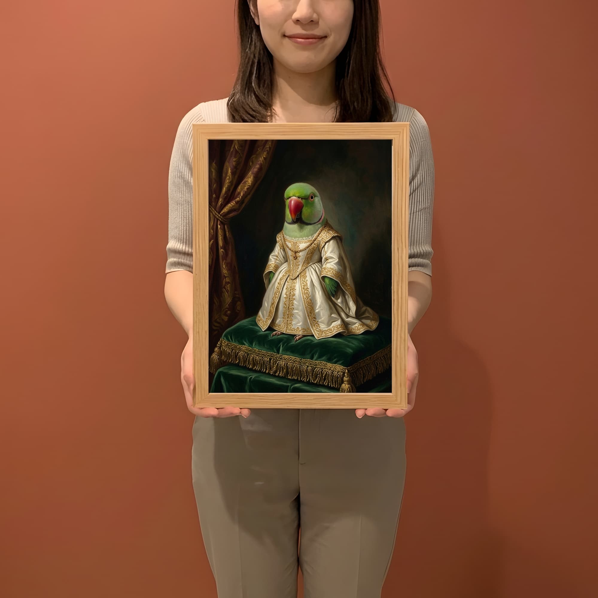 インドオオハナインコのルネサンス肖像画額装プリント(A4サイズ) 2