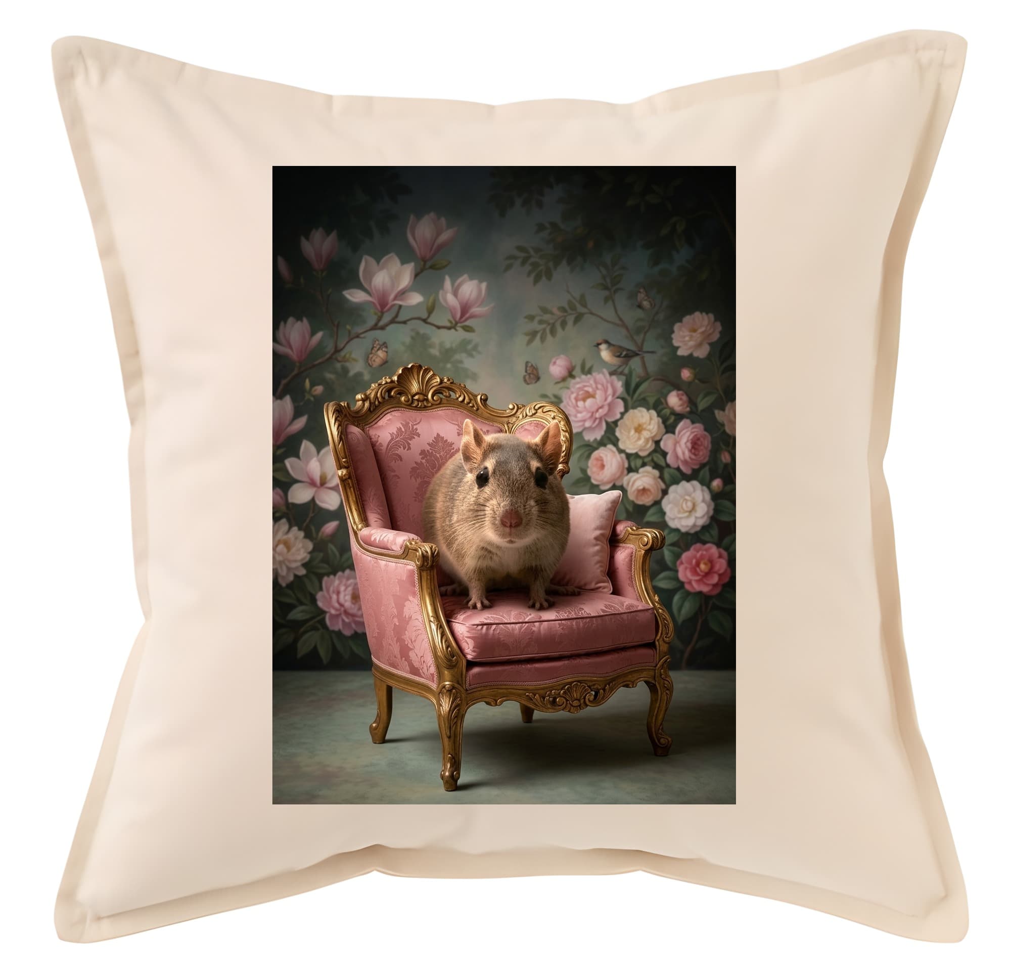 Degu Shabby Pink Oil-Painting Rococo Cushion
