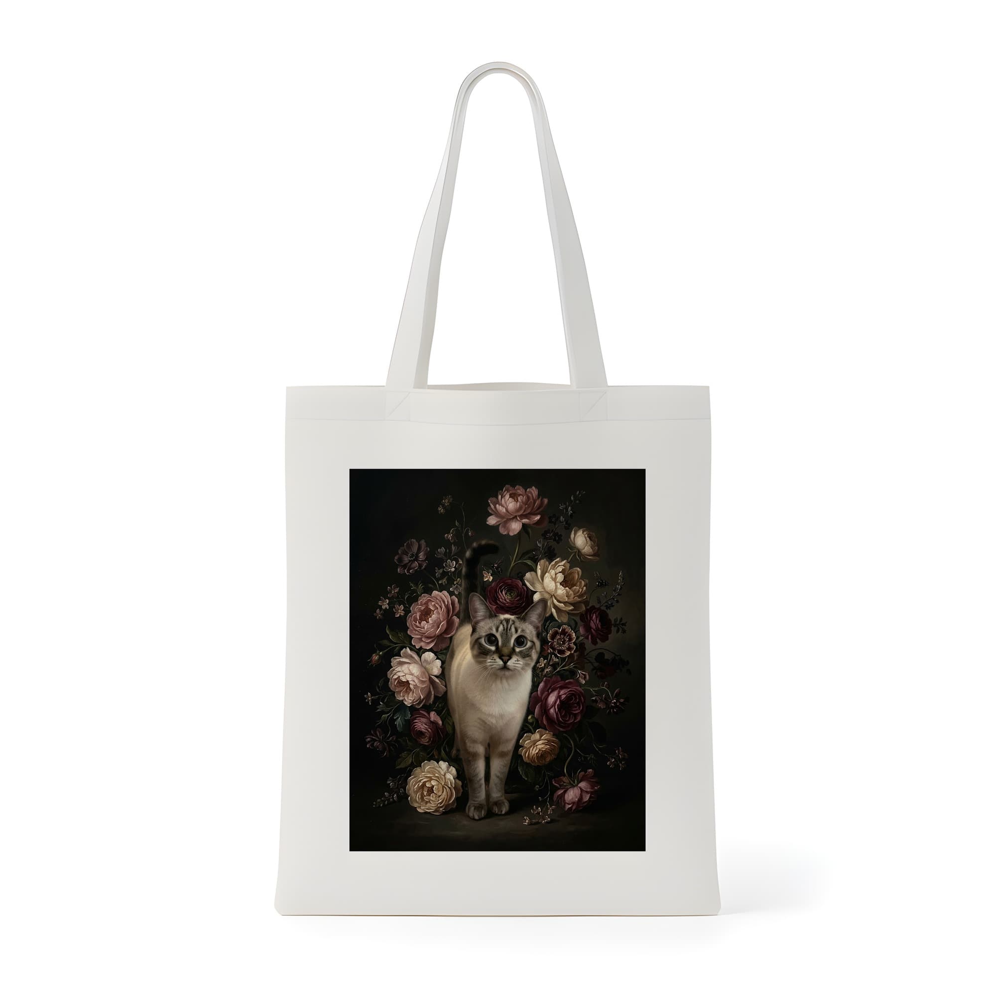 Siamese Floral Oil-Painting Floral Tote Bag