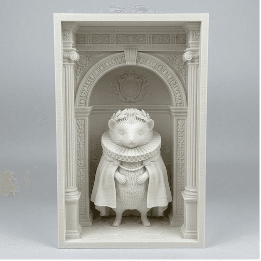Hedgehog Renaissance Portrait Booknook Diorama