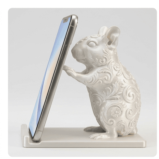 デグーのルネサンス肖像画スマホスタンド(シルクホワイト)