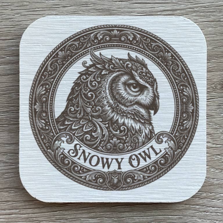 シロフクロウのルネサンス肖像画コースターセット