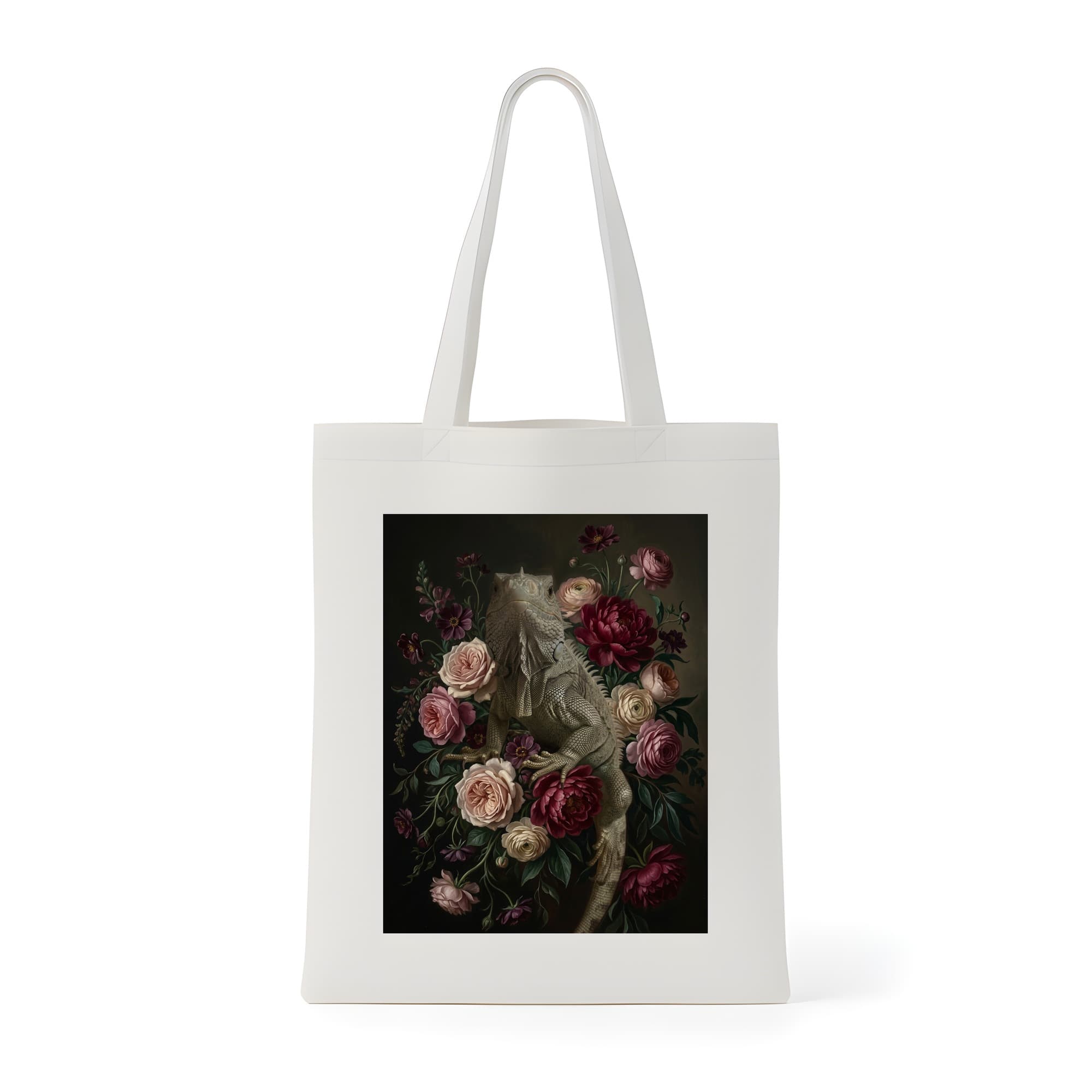 サイイグアナの花の油絵風アート花柄トートバッグ